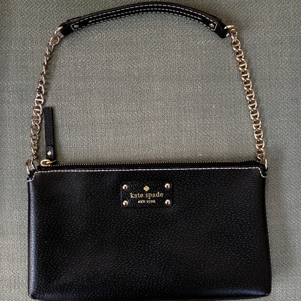 Kate Spade black leather clutch
